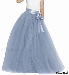 Olivia Mark - Elegant High-Waisted Tulle Skirt with Waist Tie - Multi-Colored Party Midi Skirt for Bridal Party and Wedding Events Elegant Earrings, Waist Tie, Blue Gray, Multi Colored, Wedding Events, Bridal Party, Tulle Skirt, Blue Grey, Midi Skirt