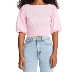 Nwt Pink Crop Top - Super Cute, Never Worn! Cropped Shrug, Cropped White Tee, Black Halter Top, Poplin Top, Smocked Top, Pink Crop Top, Navy Lace, Halter Crop Top, Lace Crop Tops