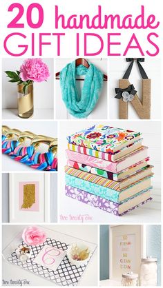 the cover of 20 handmade gift ideas, with images of different items on it