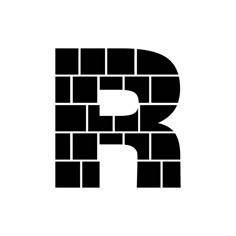 the letter r is made up of black bricks