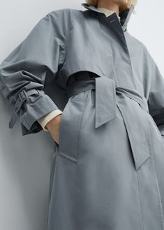 Cotton trench coat with belt - Woman | MANGO South Africa Cotton Trench Coat, Coat With Belt, South Africa, Shirt Style, Trench Coat, Dark Blue, Shirt Designs, Mango