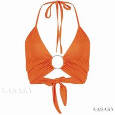 Lasaky - Chic and Alluring Backless Wrap Chest Vest with Halter Neck and Belted Circular Design Ragged Jeans, Bandage Crop Top, Halter Bralette, Backless Crop Top, Halter Tank Top, Streetwear Summer, Bralette Crop Top, Top Streetwear, Crop Tank Top