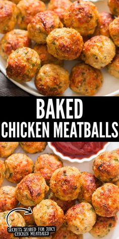 baked chicken meatballs Ground Chicken Recipes Healthy, Baked Chicken Meatballs, Juicy Baked Chicken, Chicken Meatball Recipes, Meatball Recipes Easy, Ground Chicken Recipes, Chicken Meatballs, Health Dinner Recipes, Ground Chicken