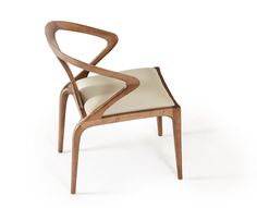 the chair is made out of wood and fabric