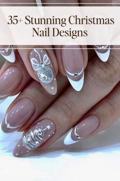 If you’re looking for a way to level up your holiday nail game this year, then I’ve got all the nail inspo you need. Explore my handpicked selection of 35 + captivating white nail designs that will make you the center of attention at every holiday party. From dazzling rhinestone accents to mesmerizing ombre effects, get ready to wow everyone with these glamorous white Christmas nail designs! Ornament Nails Christmas, Christmas Ball Nails, Christmas Ornament Nail Designs, Christmas Nail Designs Acrylic Almond, Almond Xmas Nails, Classy Christmas Nails Acrylic, Happy New Year Nails Designs, White Christmas Nail Designs, Ornament Nail Art