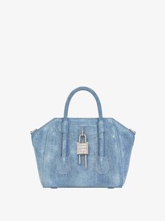 Mini Antigona Lock bag in washed denim | Givenchy US | Givenchy Denim 2024, Givenchy Mini Antigona, Mini Antigona, Givenchy Antigona, Givenchy Bag, Denim Bags, Mini Handbag, Denim Bag, Mini Handbags