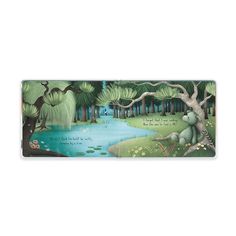 a bookmark with an image of a pond and trees