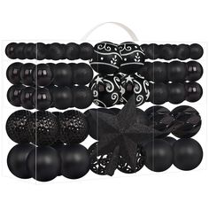 an assortment of black and white beads