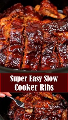 The best part of Slow Cooker Ribs is that they are perfect for any season. Slow coking ribs breaks down the connective tissue in the meat making them fall-apart, tender. Sticky Ribs Recipe Slow Cooker, How To Slow Cook Ribs In The Oven, Best Bbq Ribs Crockpot, Crockpot Rib Recipes Slow Cooker, Best Rib Recipes Crockpot, Slow Cooker Bbq Beef Ribs, Delicious Ribs Recipe, Mississippi Ribs Crock Pot, Spare Ribs In The Oven Crock Pots