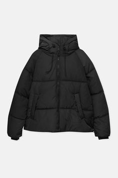 Puffer Jacket Outfit Aesthetic, Puffer Jacket Outfits, Pull And Bear Jacket, Sportswear Outfits, Winter Fashion Outfits Casual, Black Puffer Jacket