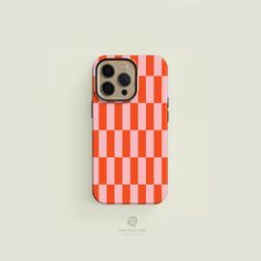 Orange and Pink Checkered iPhone Case Preppy Iphone 13 Mini Case, Preppy Hot Pink Phone Case, Hot Pink Case Iphone, Peach Iphone Case, Orange And Pink Phone Case, Pink Cases