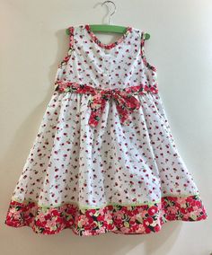 Girls Clothes Sewing, Birthday Costume, Dolly Dress, Toddler Bow, Cherry Pattern, Toddler Bows, Baby Frocks Designs, Bow Dress