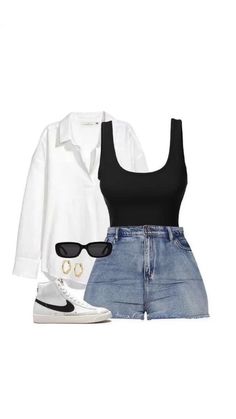 ootd | Casual fit | cute outfit | outfit inspo | summer fit | Cute Casual Outfits For Brunch, Spring Break In Mexico Outfits, Fancy Meeting Outfits, Outfits Trending 2023, Outfits W Biker Shorts, Summer Trends Outfits Casual 2023, Casual Grad Party Outfit, Outfit Ideas Theme Park, Cute Outfit Ideas Layout