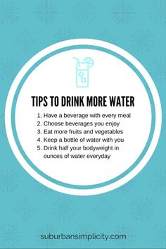 a white circle with the words tips to drink more water