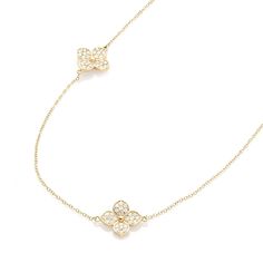 Adorn yourself with the elegance of our 0.92 Ctw White Diamond Station Necklace, crafted in 14K Yellow Gold and Metal, weighing 3.10 grams. This exquisite necklace features sparkling diamonds strategically placed for maximum brilliance. Perfect for adding a touch of luxury to any outfit, it combines timeless design with modern sophistication, making it a versatile and cherished addition to your collection. Elegant Flower Pendant Diamond Necklace With Single Cut Diamonds, Exquisite Gold Necklace With Pave Setting, Cubic Zirconia Flower Pendant Diamond Necklace, Flower Pendant Necklace With Single Cut Diamonds, Exquisite Yellow Gold Cubic Zirconia Necklaces, Luxury Brilliant Cut Diamond Flower Pendant Necklace, Luxury Diamond Cut Flower Pendant Necklace, Diamond White Flower Pendant Necklace With Pave Setting, Elegant Gold Diamond Necklace With Pave Setting