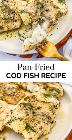 pan fried fish recipe with herbs on top and in the middle, it's ready to be eaten