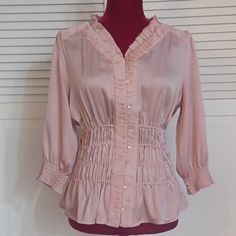 Never Worn Very Feminine And Pretty With Skirts Or Jeans Needs A New Home Bundle And Save Feminine Workwear Blouse With 3/4 Sleeves, Feminine Blouse With 3/4 Sleeve For Workwear, Feminine Ruffled Blouse With 3/4 Sleeves, Elegant Pink Blouse With 3/4 Sleeves, Feminine Blouse With 3/4 Sleeves, Feminine 3/4 Sleeve Blouse For Daywear, Chic Pink Half-sleeve Blouse, Chic Pink Half Sleeve Blouse, Feminine Pink Blouse With 3/4 Sleeves