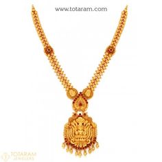 22K Gold 'Lakshmi' Necklace (Temple Jewellery) - 235-GN2105 - Buy this Latest Indian Gold Jewelry Design in 39.150 Grams for a low price of  $2,076.80 Gold Jewelry Design, Indian Gold Jewellery Design, 14k Rose Gold Jewelry, Indian Gold Jewelry, 1 Gram Gold Jewellery, Temple Jewelry Necklace, Gold Temple Jewellery, Urban Jewelry, 22k Gold Jewelry