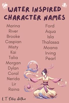 a poster with the names of different types of characters in each character's name