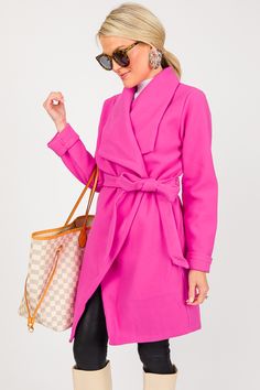 3/4 & Long Sleeve - Tops - The Blue Door Boutique Off Shoulder Jacket, Athleisure Accessories, Crochet Clothing, Pink Coat, Blue Door, Belted Coat, Comfy Tops, Blazer Dress, Black Maxi Dress