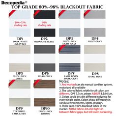 the different colors and sizes of fabric for sewing, including black out fabric with red tape