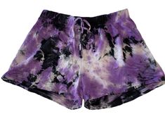 Att•e•tudes girls soft and comfy black and purple tie dye lounge shorts with decorative drawstring (non functional) size L(14). Excellent condition! 95% rayon, 5% spandex Made in USA Girls Tie, Purple Tie Dye, Purple Tie, Green Tie, Black And Purple, Tie Dye Shorts, Fashion Design Sketches, Girls Black, Lounge Shorts