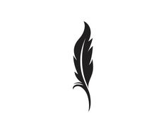 a black feather logo on a white background