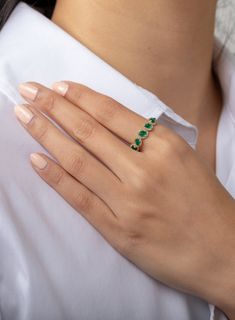 Multiple Emerald and Diamond Band | ZOE LEV Emerald And Diamond Band, Emerald Band Ring, Emerald Eternity Band, Emerald Wedding Band, Emerald Band, Green Emerald Ring, Timeless Ring, Enamel Bangle, Emerald Engagement Ring Cut