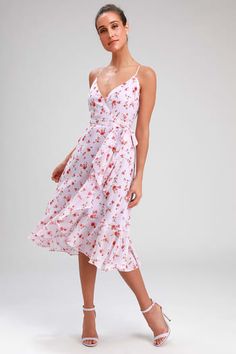 Dresses for Teens and Women | Best Women's Dresses and Clothing Wonder And Whimsy, Wrap Dress Midi, Purple Cocktail Dress, Womens Wrap Dress, Midi Dress Formal, Chiffon Wrap, Lavender Floral, Lovely Lavender, Wrap Midi Dress