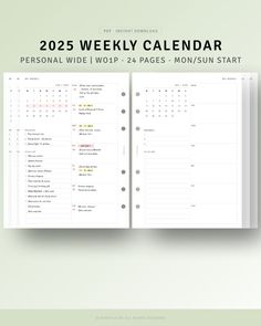 the 2020 weekly calendar is open to show it's contents