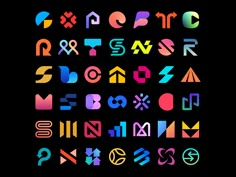 the alphabet is made up of different colors and shapes, including letters that appear to be multicolored