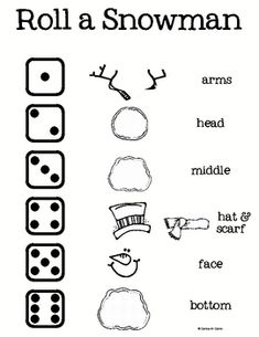 roll a snowman game with dices and numbers to make it easier for children to learn