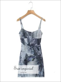 Women’s Blue Sleeveless Mini Dress With Newspaper Print And Side Split Detail Denim Detail Dress With Jeans, Jeans Print, Newspaper Printing, Sleeveless Mini Dress, Side Split, Split, Thing 1, Mini Dress, Green