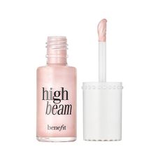 Benefit Cosmetics High Beam Liquid Highlighter What It Is The satiny pink Benefit Cosmetics High Beam Liquid Highlighter accents cheek and brow bones for a dewy-looking glow. What You Get Full-size High Beam Liquid Highlighter What It Does Satiny finish in a pale pink color Liquid highlighter accents whatever features you choose How to Use Use as a spot highlighter over makeup or wear under complexion products for a subtly luminous appearance For a radiant look for day-or-night gorgeous, dot and Benefit Liquid Highlighter, Highlither Makeup Products, Benefit High Beam, Benetint Highlighter, Makeup Highlighter Products, Highliters Makeup, Good Highlighters, Matte Highlighter, Benefit Highlighter