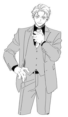 a drawing of a man in a suit and tie