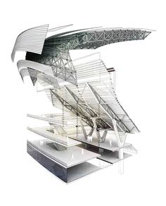 an architectural drawing of a building with multiple levels and sections that are connected to each other