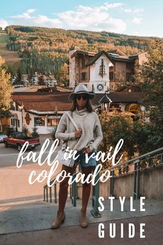 a woman standing in front of a mountain with the text fall in san diego style guide