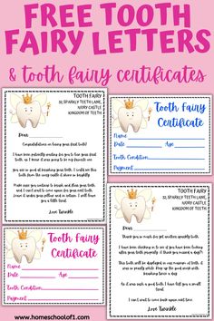 tooth fairy letters and tooth fairy certificates for kids to use on their own teeth