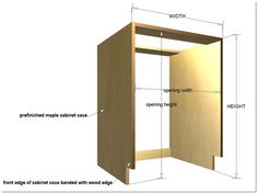 the measurements for an open cabinet door