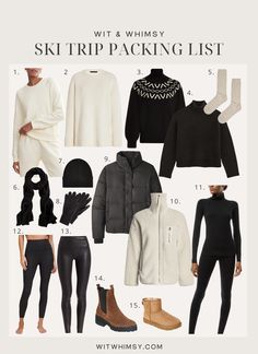 Vail Ski Trip Packing List - wit & whimsy | Lifestyle Blog Packing For Ski Trip What To Wear, Ski Packing List Woman, Ski Trip Packing List Women, Pack For Ski Trip, Family Ski Trip Packing List, Skiing Packing List, Ski Vacation Packing List, Ski Packing List, Ski Town Outfits