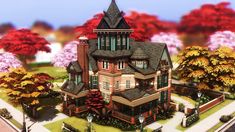 Speed Build The Sims 4 NOCC Victorian House Willow Creek Sims 4 Willow Creek House, Sims Victorian, Dark Academia House, Houses Victorian, Academia House, The Sims Houses, Sims4 Ideas