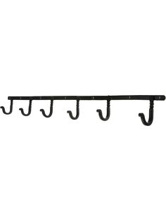 a black coat rack with three hooks on it