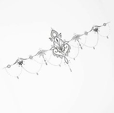 a black and white drawing of a butterfly on a string with dots in the background