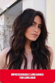 Long Shag with Internal Layers and Curtain Bangs Chunky Layers Long Hair Curtain Bangs, Long Shag Haircut Brunettes, Textured Layers Long Wavy Hair, Long Shag Haircut With Curtain Bangs Side Part, Shag Haircut With Long Bangs, Current Bangs With Layers, Internal Layers Haircut Long, Fall 2023 Hair Trends Haircuts Long, Long Current Bangs With Layers