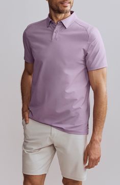 Stretchy, moisture-wicking fabric keeps you as comfortable as you look in a travel-ready polo that resists both wrinkles and odors to help you stay fresh. 27 1/2" length (size Medium) Hidden-button collar Short sleeves Moisture-wicking fabric engineered for dryness and comfort GoldFusion antimicrobial fabric engineered to inhibit the growth of odor-causing germs 86% recycled polyamide, 14% elastane Machine wash, tumble dry Imported Classic Fitted Go-dry Polo Shirt, Classic Fitted Polo Shirt With Go-dry, Classic Summer Polo Shirt For Sports, Fitted Functional Cotton Polo Shirt, Fitted Cotton Polo Shirt, Classic Sports Polo Shirt With 4-way Stretch, Sporty Cotton Polo Shirt With 4-way Stretch, Sporty 4-way Stretch Polo Shirt, Classic Stretch Polo Shirt In Solid Color