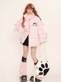 𝔇𝔢𝔱𝔞𝔦𝔩𝔰: Style: Y2k,Kawaii, Coquette Material: Cotton This adorable coat features a delightful kitty pattern that adds a cute and playful touch to your winter wardrobe. The charming ribbon details give it an extra touch of elegance and style. Not only is it stylish, but this coat is also warm and puffy, perfect for keeping you cozy on chilly days. Made with premium material, perfect for winter! Free Shipping with over 80 $ purchase! We ship worldwide!! SIZE CHEST LENGTH SLEEVE SHOULDERM 5 Kawaii Ribbon, Kawaii Coquette, Kitty Pattern, Coquette Kawaii, Y2k Kawaii, Fishnet Stockings, Hooded Sweater, Swimsuit Tops, Bra Lingerie