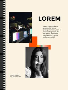 a film strip with an image of a woman in the background and text that reads,'lorem '