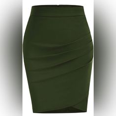 Sold Oit Online! About This Item Material74%Viscose+24%Polyamide+2%Spandex.The Cross Pencil Skirt With Soft & Flexible Fabric Is Lightweight And Super Stretchy. Making It Perfect To Wear Everyday During Any Sort Of Activity. Designthe D Wrap Pencil Skirt Is Above The Knee With A Figure Flattering Cut. Ruched Front, Hips-Wrapped Silhouette, Cross Hem, Zipper Back. Easy Wearing, Easy Walking. Nice As Casual Short Skirt, Sexy Wrap Pencil Skirt For Party, Formal Womens Skirt For Work Professional. P Fitted Pleated Skirt With Asymmetrical Hem, Pleated Asymmetrical Fitted Skirt, Green Fitted Draped Skirt For Spring, Spring Green Fitted Draped Skirt, Green Fitted Asymmetrical Draped Skirt, Asymmetrical Hem Lined Dresses, Elegant Green Ruched Skirt, Fitted Asymmetrical Green Skirt, Green Asymmetrical Fitted Skirt