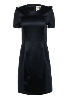 Current Boutique-Burberry - Navy & Black Paneled Short Sleeve Sheath Dress Sz 6 Classic Stretch Mini Dress, Formal Short Sleeve Stretch Mini Dress, Formal Stretch Mini Dress With Short Sleeves, Elegant Short Sleeve Stretch Dress For Spring, Formal Fitted Short Sleeve Mini Dress, Elegant Fitted Short Sleeve Dress For Night Out, Fitted Short Sleeve Mini Dress For Formal Occasions, Sleek Fitted Short Sleeve Dress, Sleek Fitted Dress With Short Sleeves