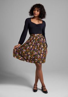 More Than Charming Skirt | ModCloth Maximalist Outfits, Cottage Core Fashion, Designer Plus Size Clothing, Button Mushrooms, Fashion 70s, Cute Clothing, Dark Academia Fashion, 70s Outfits, Academia Fashion